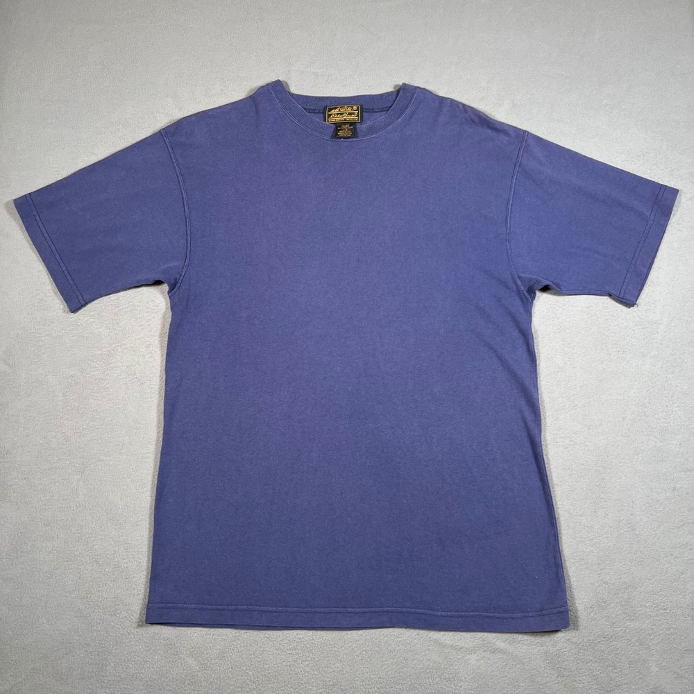 Eddie Bauer Mens T-Shirt L Blue Cotton Outdoor Casual Short‎ Sleeve Made in USA